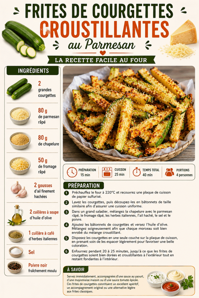 Frites de courgettes croustillantes au parmesan