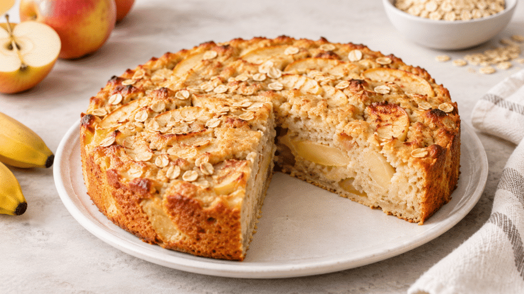 Gâteau léger aux pommes et flocons d’avoine