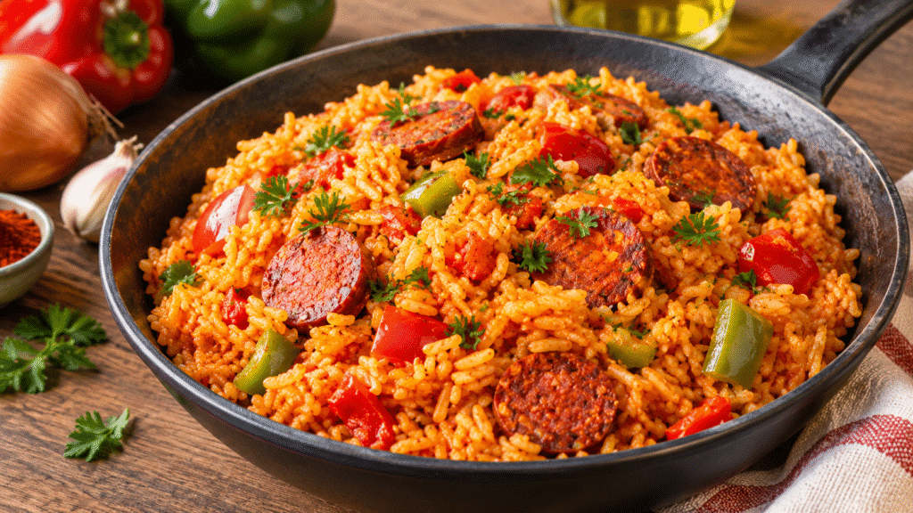 RIZ À L’ESPAGNOLE AU CHORIZO & POIVRONS